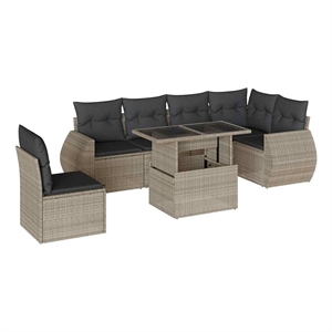 vidaXL 7 Piece Poly Rattan Sofa Set in Gray/Anthracite