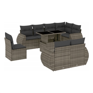 vidaXL 9 Piece Steel Sofa Set in Gray