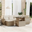 vidaXL 7 Piece Poly Rattan Sofa Set in Beige