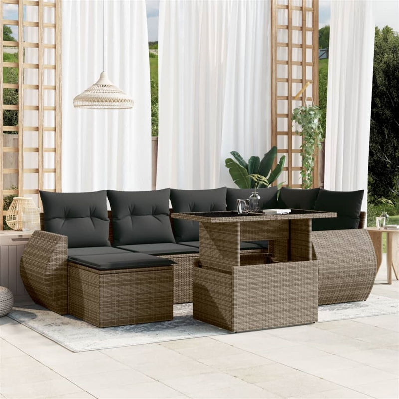 vidaXL 7 Piece Steel Sofa Set in Gray