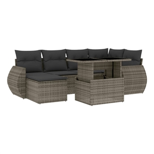vidaXL 7 Piece Steel Sofa Set in Gray