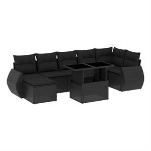 vidaXL 8 Piece Poly Rattan Sofa Set in Black