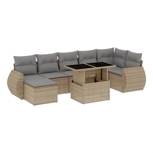 vidaXL 8 Piece Poly Rattan Sofa Set in Gray/Beige