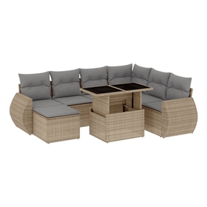 vidaXL 8 Piece Poly Rattan Sofa Set in Gray/Beige