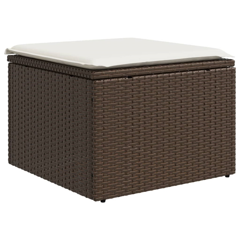 vidaXL 8 Piece Poly Rattan Sofa Set in White/Brown/Cream