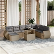 vidaXL 9 Piece Steel Large Sofa Set in Gray/Beige