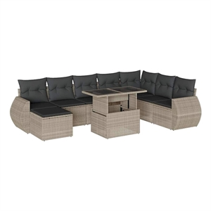 vidaXL 9 Piece Steel Sofa Set in Gray
