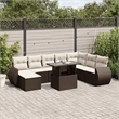 vidaXL 9 Piece Poly Rattan Sofa Set in White/Brown/Cream