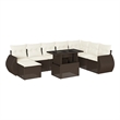 vidaXL 9 Piece Poly Rattan Sofa Set in White/Brown/Cream