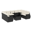 vidaXL 10 Piece Steel Small Sofa Set in Black/White/Cream
