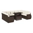 vidaXL 10 Piece Poly Rattan Sofa Set in Brown