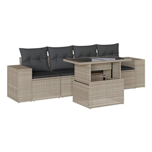 vidaXL 5 Piece Poly Rattan Sofa Set in Gray
