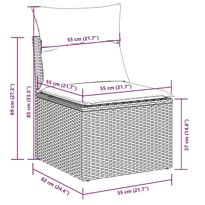 vidaXL 7 Piece Poly Rattan Sofa Set in Black