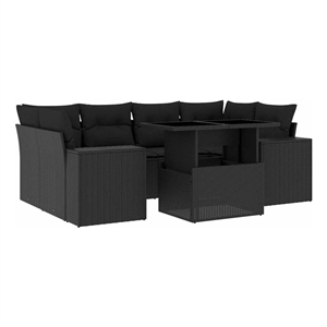 vidaXL 7 Piece Poly Rattan Sofa Set in Black