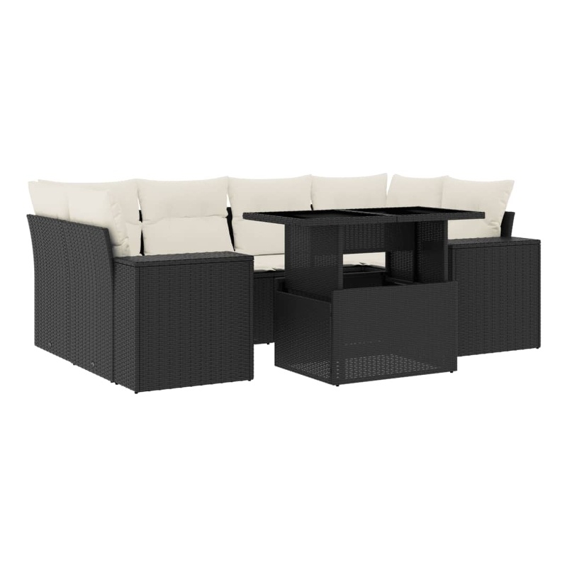 vidaXL 7 Piece Sofa Set in Black/White/Cream
