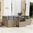 vidaXL 7 Piece Poly Rattan Sofa Set in Gray/Beige