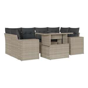vidaXL 7 Piece Poly Rattan Sofa Set in Gray