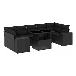 vidaXL 8 Piece Poly Rattan Sofa Set in Black