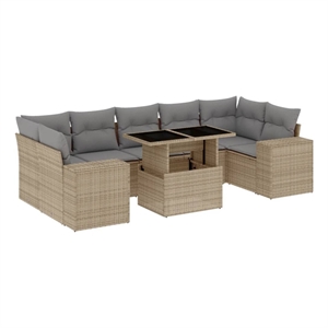 vidaXL 8 Piece Poly Rattan Sofa Set in Gray/Beige