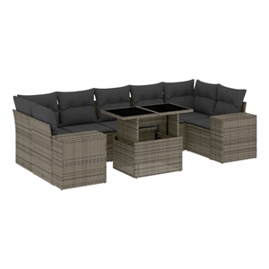 vidaXL 8 Piece Poly Rattan Sofa Set in Gray