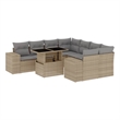 vidaXL 9 Piece Steel Sofa Set in Gray/Beige
