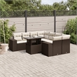 vidaXL 9 Piece Poly Rattan Sofa Set in White/Brown/Cream
