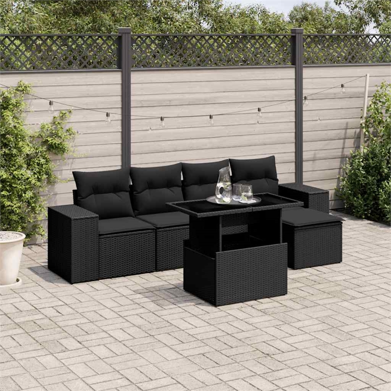 vidaXL 6 Piece Steel Sofa Set in Black