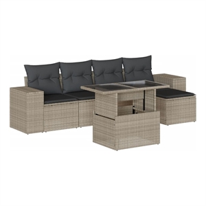 vidaXL 6 Piece Poly Rattan Sofa Set in Gray/Anthracite