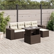 vidaXL 6 Piece Poly Rattan Sofa Set in White/Brown/Cream
