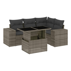 vidaXL 5 Piece Poly Rattan Sofa Set in Gray