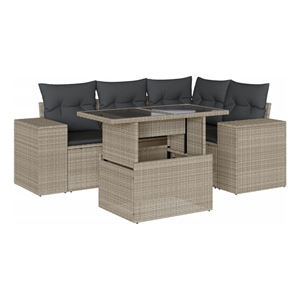 vidaXL 5 Piece Poly Rattan Sofa Set in Gray