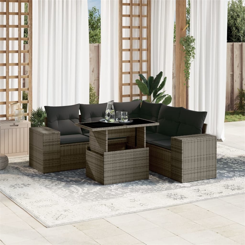 vidaXL 6 Piece Steel Sofa Set in Gray