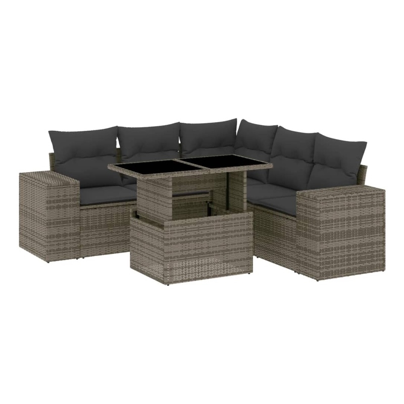 vidaXL 6 Piece Steel Sofa Set in Gray