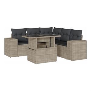 vidaXL 6 Piece Poly Rattan Sofa Set in Gray/Anthracite