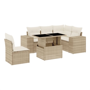 vidaXL 6 Piece Poly Rattan Small Sofa Set in Beige