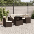 vidaXL 6 Piece Poly Rattan Sofa Set in Brown