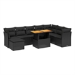 vidaXL Solid Acacia Wood Sofa Set in Black