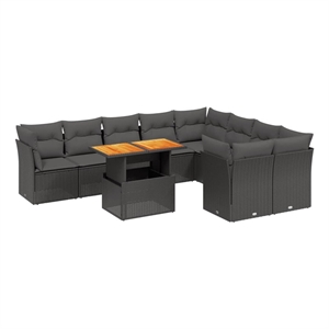 vidaXL 10 Piece Poly Rattan Sofa Set in Black