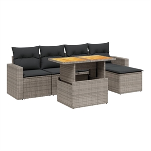 vidaXL 6 Piece Poly Rattan Sofa Set in Gray