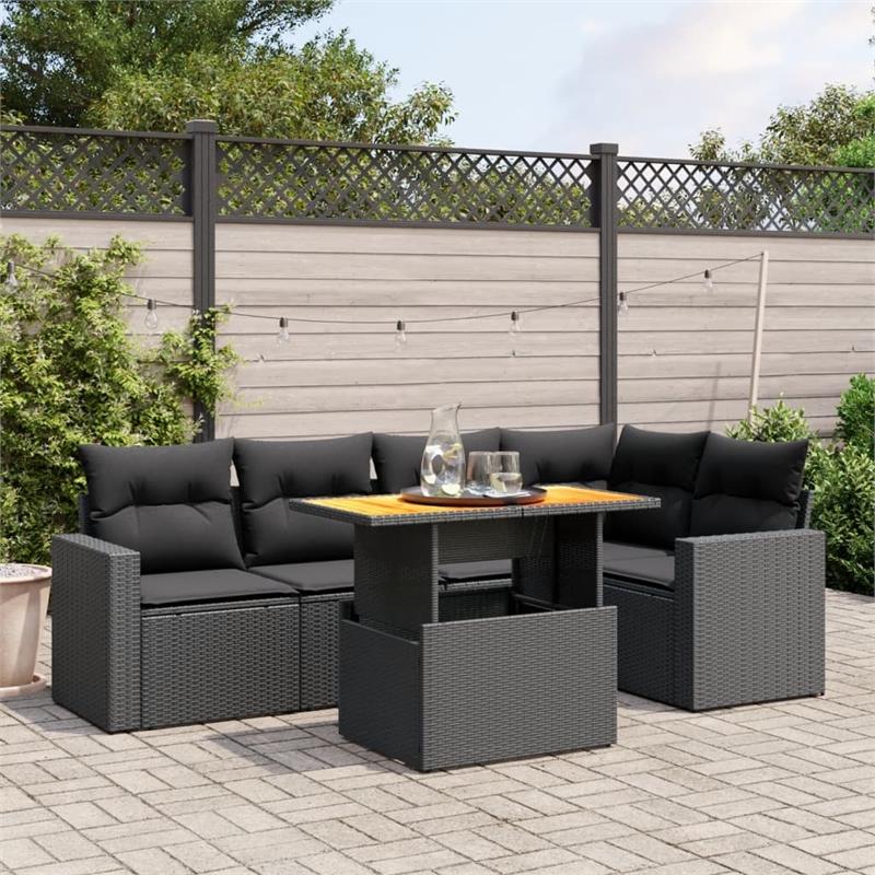 vidaXL 6 Piece Steel Sofa Set in Black