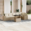 vidaXL 7 Piece Poly Rattan Sofa Set in Beige
