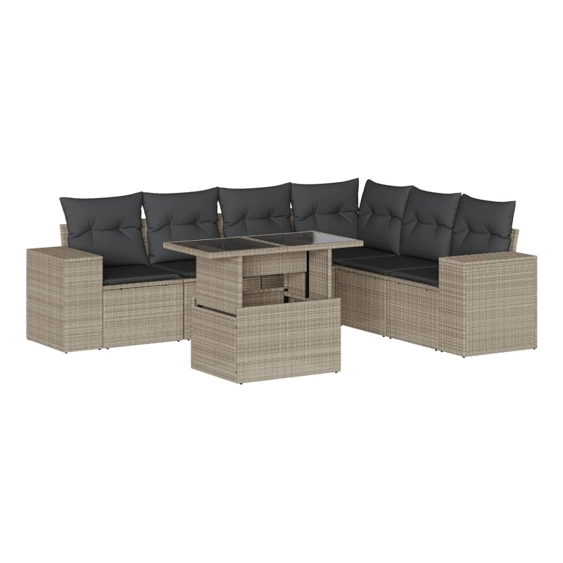 vidaXL 7 Piece Poly Rattan Sofa Set in Gray