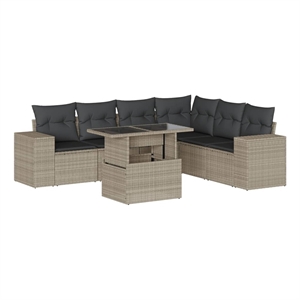 vidaXL 7 Piece Poly Rattan Sofa Set in Gray