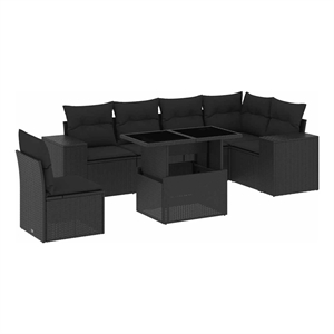 vidaXL 7 Piece Poly Rattan Sofa Set in Black