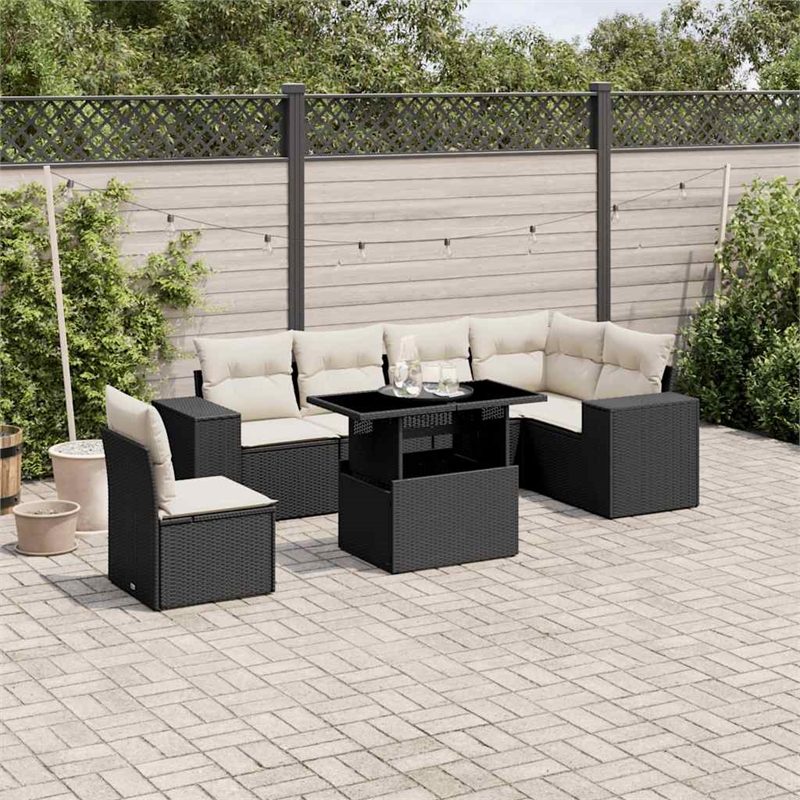vidaXL 7 Piece Steel Sofa Set in Black
