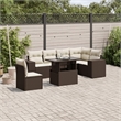 vidaXL 7 Piece Steel Sofa Set in White/Brown/Cream