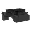 vidaXL 9 Piece Steel Small Sofa Set in Black