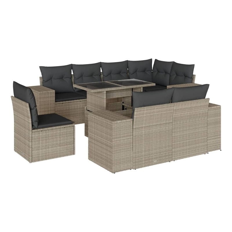 vidaXL 9 Piece Steel Sofa Set in Gray/Anthracite