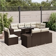 vidaXL 9 Piece Poly Rattan Sofa Set in Brown/Cream