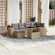 vidaXL 7 Piece Poly Rattan Sofa Set in Beige